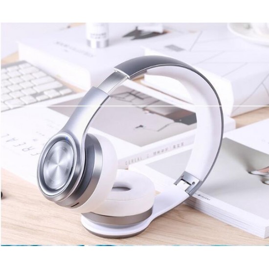 Bluetooth wireless Headset Headphone Foldable Support AUX-in/TF Silver