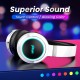 Bluetooth 5.0 Headphone Headset Earphone Colorful LED Light-White