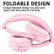 Kids Children Wireless Bluetooth Headphones Foldable Stereo Built-in Mic-Pink