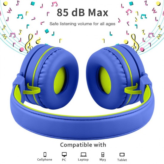 Wired Volume Control Foldable Children Headphone Safely Over-ear Heads for Kids