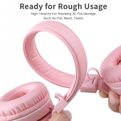 Kids Headphones 85 dB Volume Limited Stereo Foldable Lightweight Headset Pink