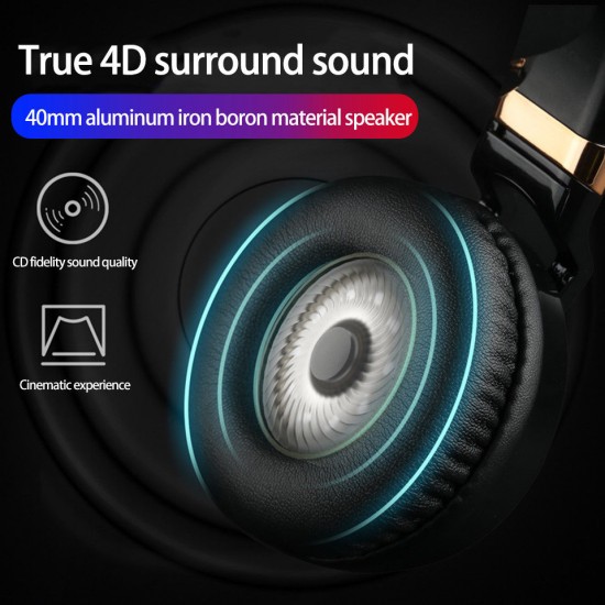 Headset Adjustable Foldable Headphone 4D Sound Deep Bass Earphone with Mic