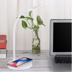 Touch Control Rechargeable Desktop Table LED Lamp with Wireless Charger-White