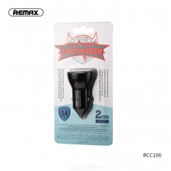 REMAX Dual USB Car Charger 3.4A Fast Charging LED Display-Black