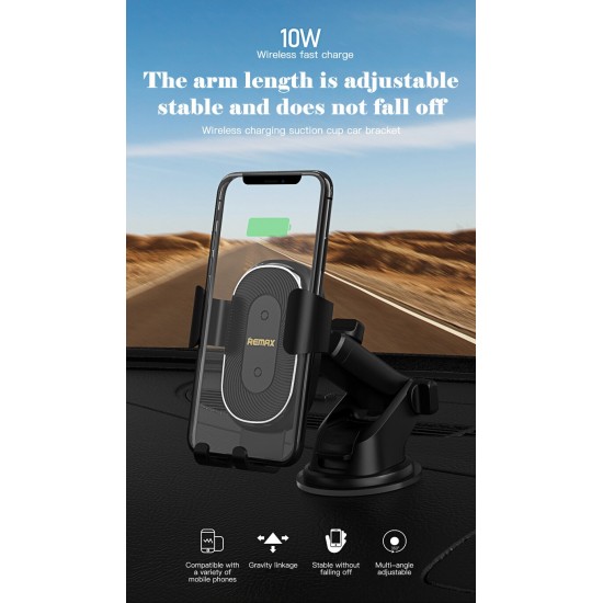 REMAX 10W Qi wireless fast charging gravity lock ventilation car phone holder