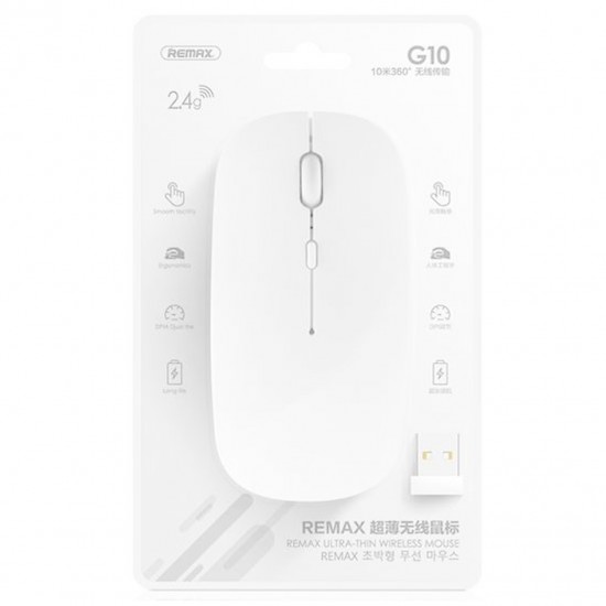 Ultra-Thin 2.4g Wireless mouse for Laptop Mac Desktop White