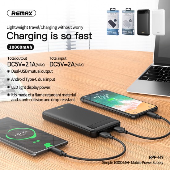 Remax Dual USB 10000mAh Fast Power Bank Charger for iPhone Android Phone