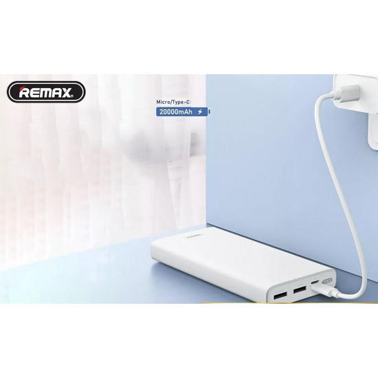 Remax High Capacity Power Bank Fast Charger 20000mAh Portable 2 USB Port White