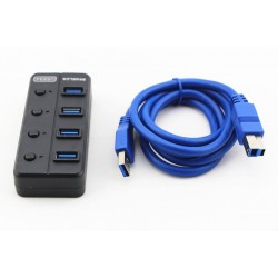 Multi USB 3.0 Hub 4 Port High Speed Slim Compact Expansion Smart Splitter ON/Off