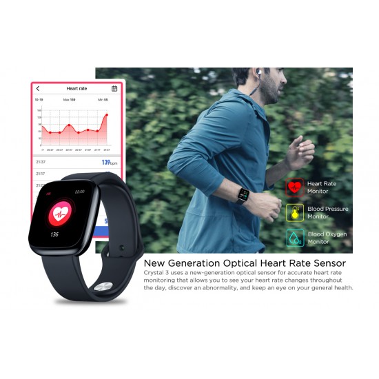 Smart Watch IPS Color Display Sports Bracelet Fitness Heart Rate Monitor-Black